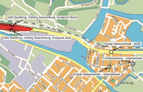 Bijlage 1: Herinrichting N200: het eerste deelproject Figuur B1: Herinrichting N200 In het eerste deelproject wordt de N200 tussen de aansluiting Osdorperweg en de brug over Zijkanaal F, alsmede de