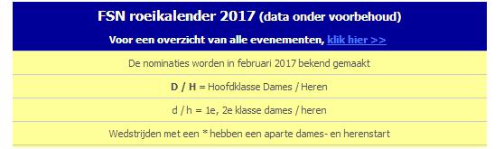 ROEIKALENDER 2017 25 maart 10 e Veerse Slag Nnb 9 e Vechten op de Vecht Weesp 1 april 9 e Harlinger Kampioenschap Sloeproeien 8 april 15 e Utrechtse Grachtenrace RonDom 15 april 14 e Slag om de Zaan