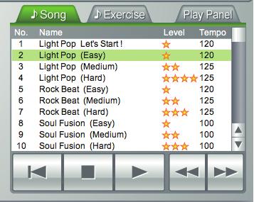9) om het liedje herhaaldelijk te spelen. Wilt u uw basisvaardigheden verbeteren? Gebruik de oefenpatronen Begin met liedje 10 van de oefenpatronen in het tabblad Exercise om uzelf uit te dagen.