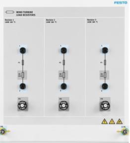 Opleidingssysteem voor Windenergie : basisset. De basisset bestaat uit: Een 4-kwadrant dynamometer motor. Een windturbine-generator / sturing. Een module met belastingsweerstanden.