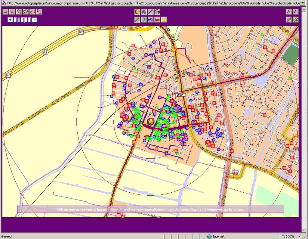 Verkeersonderzoek Om een duidelijk beeld te krijgen van het verkeersaanbod en de ervaren problematiek in de schoolomgeving en op de schoolroutes is aan de hand van de Octopussite een