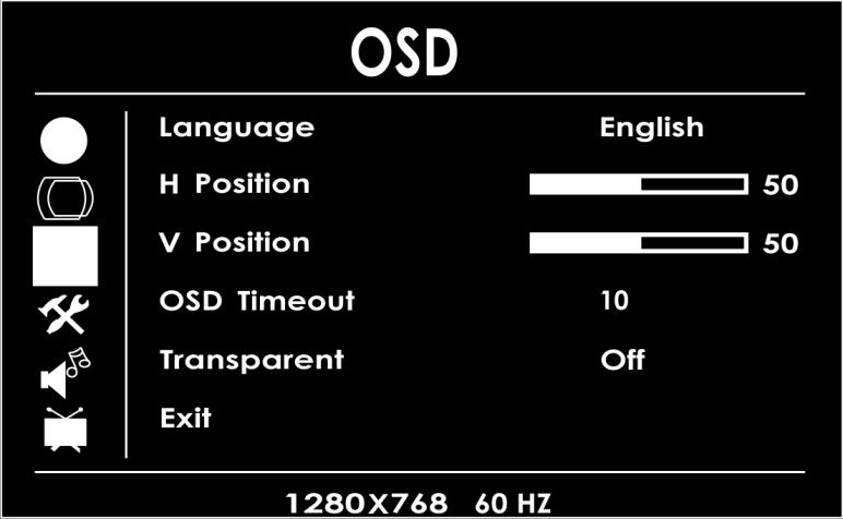 Clock (klok). 03) OSD (schermmenu) Afb.