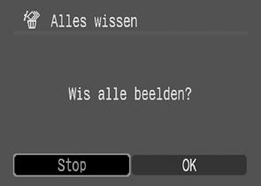 5 2 Gebruik de knop of op het multifunctionele keuzewiel om [OK] te selecteren en druk vervolgens op de knop FUNC./SET. Als u de beelden toch niet wilt wissen, selecteert u [Stop].