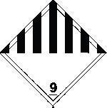 GEVAAR VAN KLASSE 9 Diverse gevaarlijke stoffen en voorwerpen Symbool (zeven verticale strepen