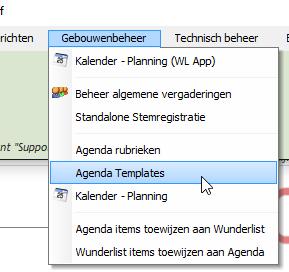 2 Agendapunten aanmaken via een taken Template Mogelijk zijn er taken die samen horen en een