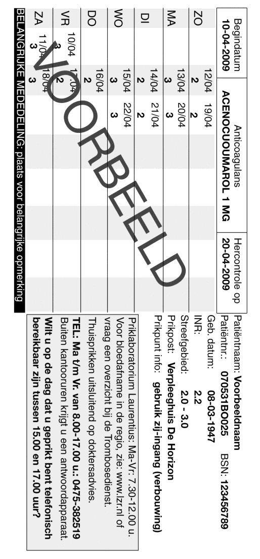 Volg het advies op de kalender nauwkeurig op en let op de eventuele opmerkingen onder het schema. Breng bij ieder bezoek aan de trombosedienst de meest recente kalender mee.