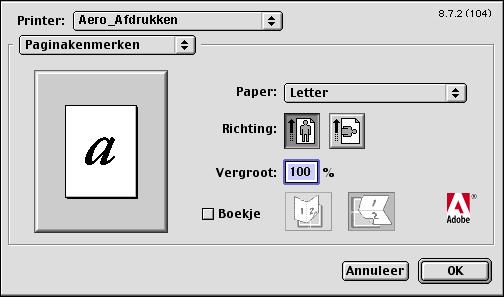 2-3 Afdrukken vanuit toepassingen Afdrukopties instellen en afdrukken vanaf Macintosh-computers In Macintosh-toepassingen kunt u afdrukopties instellen in twee verschillende dialoogvensters:
