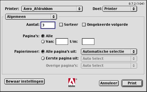 2-4 Afdrukken vanaf Macintosh- computers 4. Kies Print (Afdrukken) in het menu File (Bestand) van de toepassing. 5.