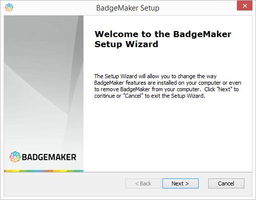 Stap 2. Klik op de Next knop op door te gaan met de installatie van BadgeMaker. Stap 3a.