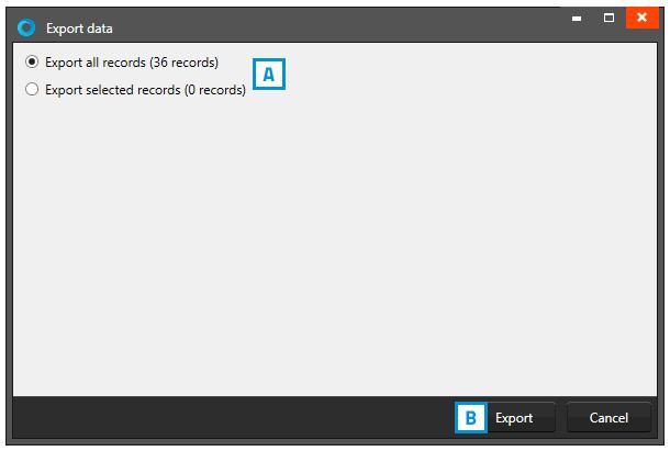 A. Om specifieke gegevens te exporteren selecteert u eerst de records die u nodig heeft, ga dan naar exporteer gegevens onder Bestand en vink Exporteer geselecteerde records aan of