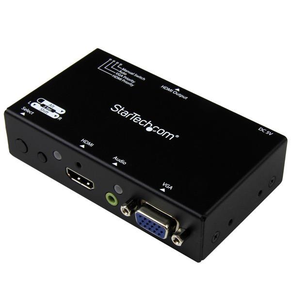 2x1 HDMI + VGA naar HDMI converter switch met automatische en prioriteitsomschakeling 1080p Product ID: VS221VGA2HD Met de VS221VGA2HD HDMI & VGA Auto Switch kunt u een HDMI- en een