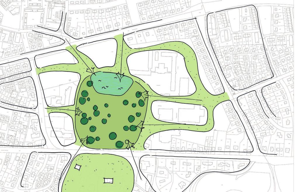 Analyse - woonsfeer Concept A: Lommerijk wonen op de Dreijen in stijl van omliggende wijken aansluitend op omgeving Arboretum als hart van de buurt > Bestaande situatie > Stedenbouwkundige