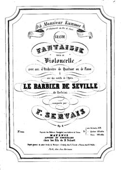 De internationale uitstraling van Servais' muziek Adrien François Servais componeerde meer dan honderd werken, gedeeltelijk in samenwerking met Henri Vieuxtemps, Hubert Léonard, Joseph Ghys en