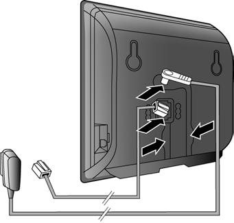 Het basisstation aansluiten Het basisstation aansluiten 3 Sluit het telefoonsnoer en de voedingskabel aan op het basisstation A B C Steek het (platte) telefoonsnoer in de onderste aansluiting aan de