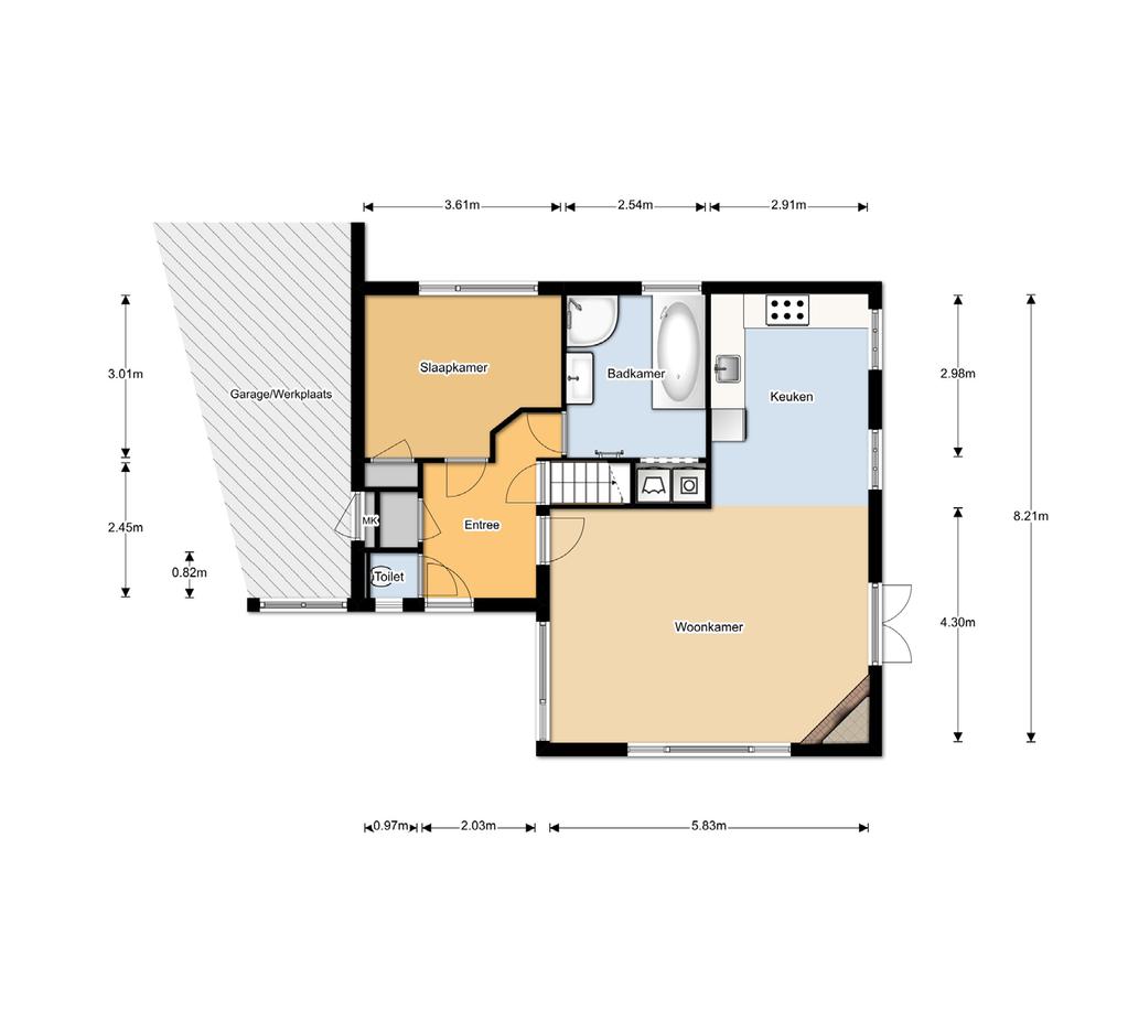 Tekeningen niet op schaal Aan de maatvoering in deze tekening kunnen geen rechten worden ontleend. Sanitair en/of keuken zijn globaal ingetekend en kunnen verschillen met de werkelijkheid.