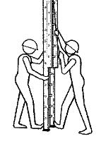 Hulpfiches, Observatie Zet de ladder recht (niet opengeplooid als ze uitschuifbaar is) vertrekkend van de horizontale stand door de voet te blokkeren en door het andere uiteinde sport per sport op te