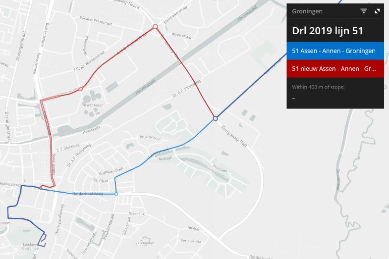 Nieuwe route lijn 51 Assen via scholen Industrieweg Voorstel is lijn 51 in Assen via de Industrieweg te laten rijden zodat leerlingen van o.a. het Drenthe College en Nassau College een rechtstreekse reismogelijkheid krijgen.