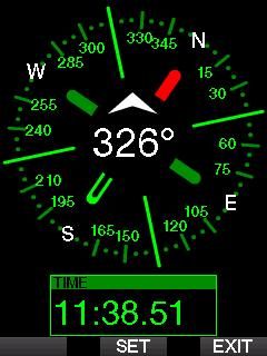 In hoofdstuk Duiken met meerdere gasmengsels leest u meer over deze functie. 2.3 Digitaal kompas In dit scherm kunnen de instellingen voor het digitale kompas worden geselecteerd. 2.3.1 Kompas gebruiken Wanneer u het menu 4.
