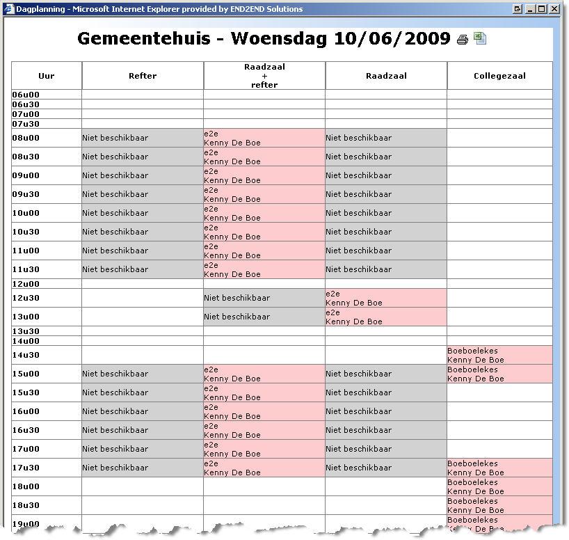 Per complex kan er per dag een printoverzicht opgevraagd worden.