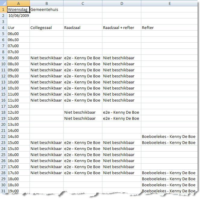 Export Via de planning kan ook onmiddellijk de excelexport