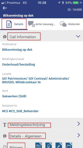 Melding details opvragen, historiek en acties toevoegen 4.1.