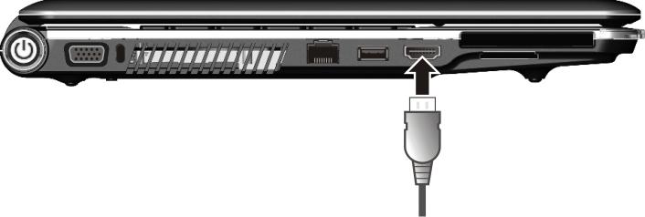 Als uw externe monitor over een VGA-aansluiting beschikt, kunt u deze met behulp van de DVI VGA-adapter (niet meegeleverd) aansluiten.