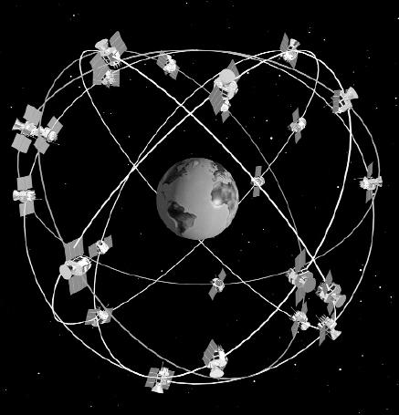 Een beetje technische achtergrond Het satelietennetwerk Het GPS satellietennetwerk bestaat uit 24 satellieten die ieder in ongeveer 12u eenmaal rond de aardbol draaien.