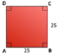 Opdrachten Opdracht 1 Bereken de omtrek én oppervlakte van een vierkant met zijde 25 cm. Opdracht 2 Een vierkant heeft een omtrek van 52 cm.