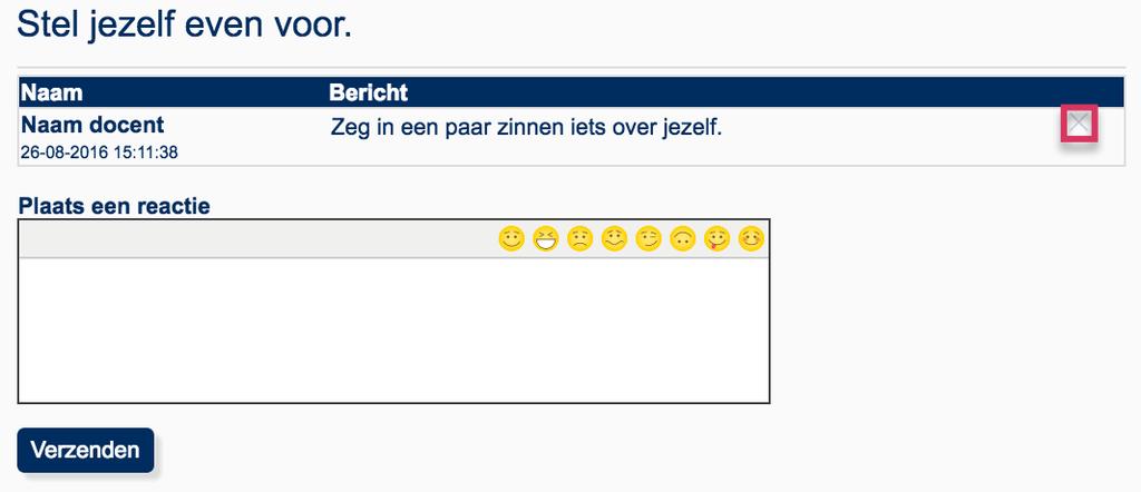 Je kunt discussies en onderliggende reacties verwijderen met het kruisje rechts achter