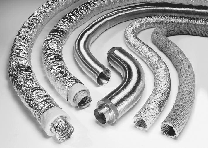 Flex Flex is een compleet programma flexibele slangen. De slangen kunnen geleverd worden in de materialen aluminium, aluminium folie en kunststof.