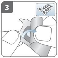 Maak de capsule klaar: Scheur een van de blisters van de blisterverpakking af langs de perforatierand.