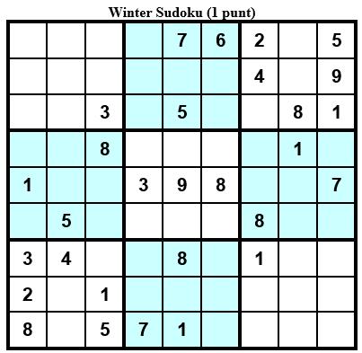 Oplossing Winter Sudoku 4 1 9 8 7 6 2 3 5 5 8 7 2 3 1 4 6 9 6 2 3 4 5 9 7 8 1 9 3 8 5 2 7 6 1