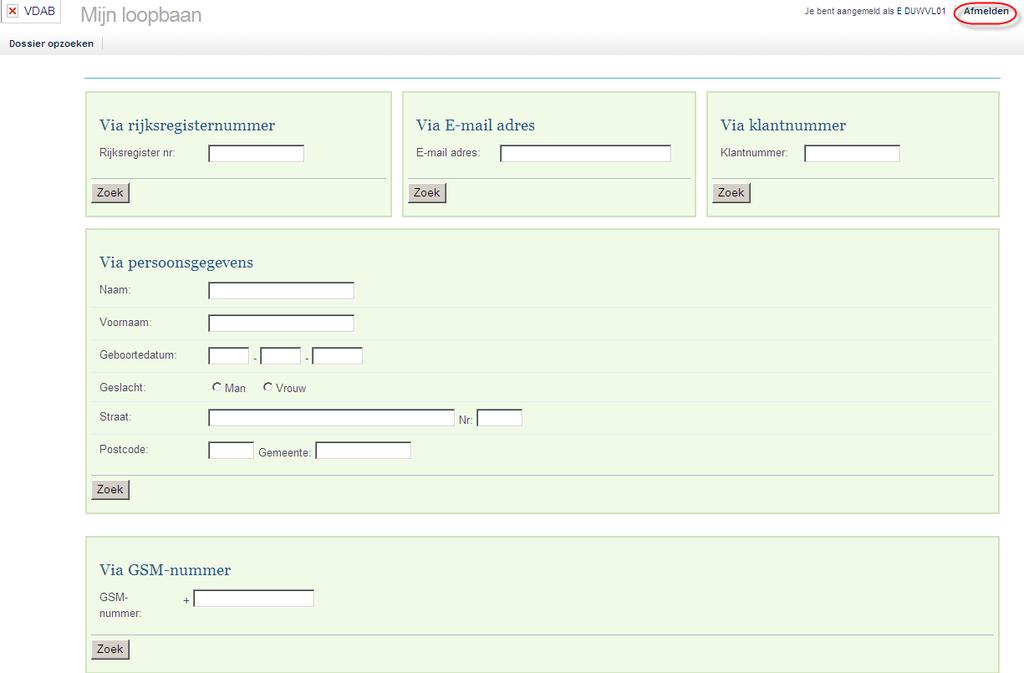 5 Registratie stoppen Via klikken op