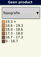 Weergave van Topografie: Door op de index tabel te drukken kunt u selecteren welke en hoeveel kleuren gebruikt moeten