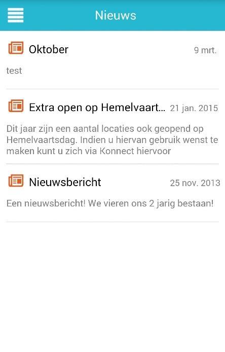 Reden afwezigheid doorgeven Details afwezigheid Nieuws Onder de nieuws -button in het menu