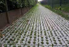 Grasbetontegels zijn vlot combineerbaar met andere materialen.