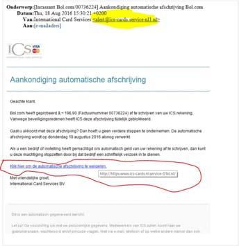 Voorbeelden van Phisingmails Post NL Mijn Pakket Automatische Afschrijving ICS