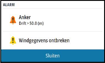 Als u de sirene hebt geactiveerd, wordt de alarmmelding gevolgd door een geluidsalarm.