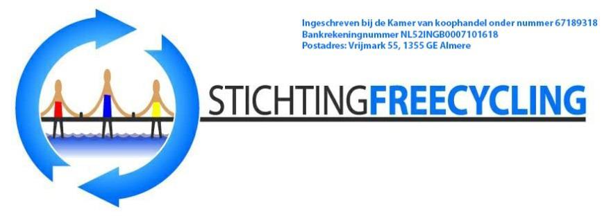 Stichting Freecycling Almere Ik Loot Mee / Ik Help Mee Secretariaat: Vrijmark 55 1355 GE Almere Email : info@stichtingfreecycling.