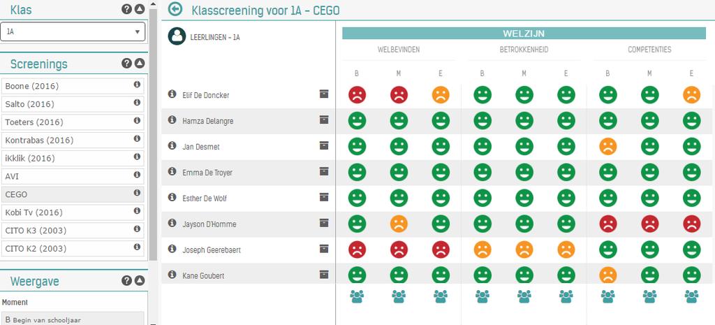 2 Klasscreening: de basis Je vindt deze tool in Gegevens leerlingen onder het tabblad Klasscreenings.