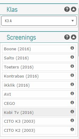 2.1 Werkbalk Om de klasscreening in het rechtervak te openen is het belangrijk dat je in de werkbalk een klas én een