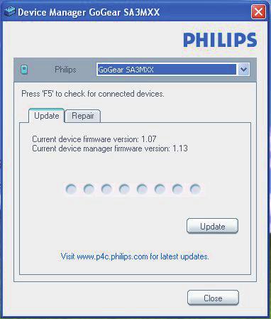 11 De firmware bijwerken met Philips Device Manager Philips Device Manager installeren 1 Controleer of u uw PC is verbonden met internet. 2 Start Philips Device Manager.