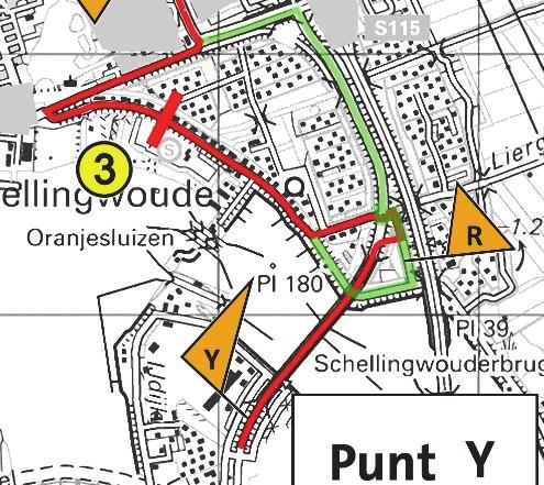 45e Nacht van Weesp Uitleg traject 5 door, om, af of overgeslagen Voor blokkade drie de lijn ophalen door de groene