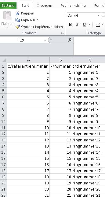 CSV bestand. Het CSV bestand dient aan onderstaande te voldoen. Op regel 1 de kenmerken exact overnemen. Vanaf regel 2 is iedere regel een partijregel in e-certnl.