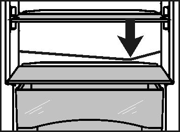 u Schuif de uitstekende telescopische rails weer in. Fig. 13 Groentelade plaatsen: u Plaats de groentelade op de telescopische rails en schuif met een lichte druk naar achteren.