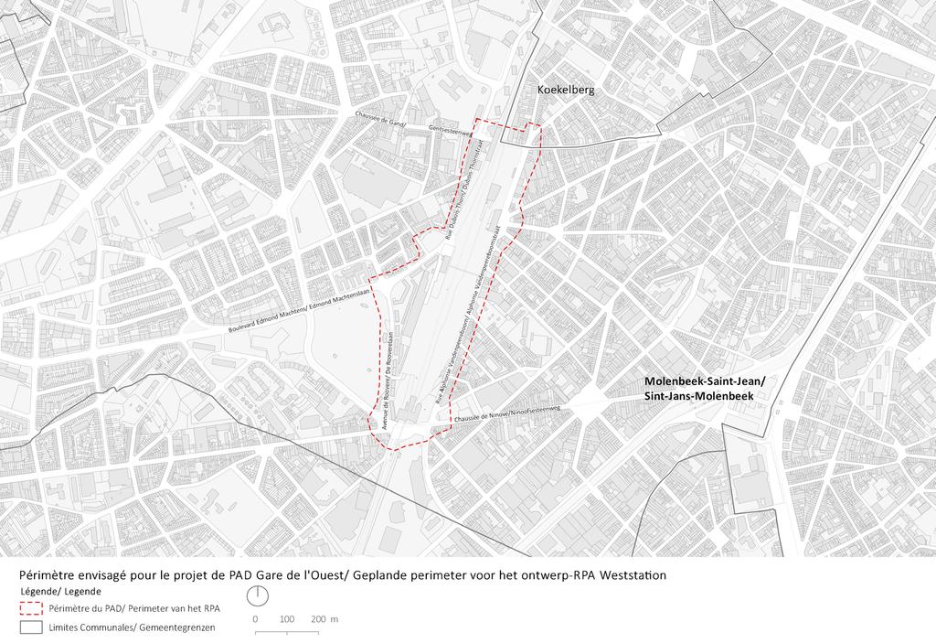 westen. De perimeter wordt aangeduid door de kaart hieronder. Hij bevindt zich volledig op het grondgebied van de gemeente Sint-JansMolenbeek.