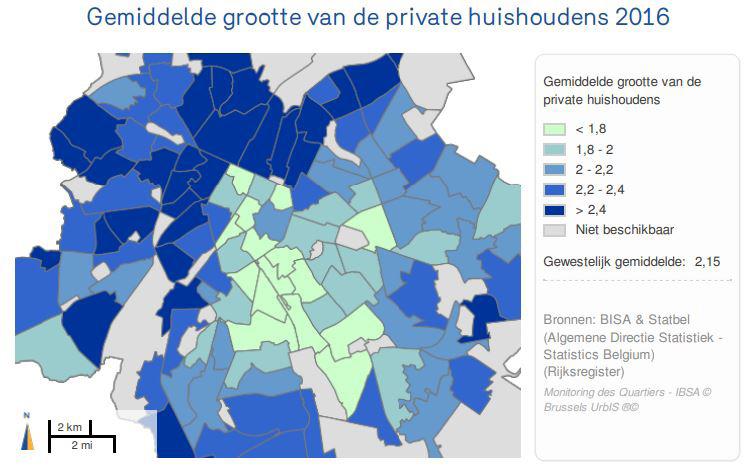 Bevolking - huisvesting Uit de sociaaleconomische diagnose blijkt: 1. Een dichtbevolkte wijk: sommige statistische sectoren zijn driemaal meer verdicht dan het gewestelijke gemiddelde. 2.