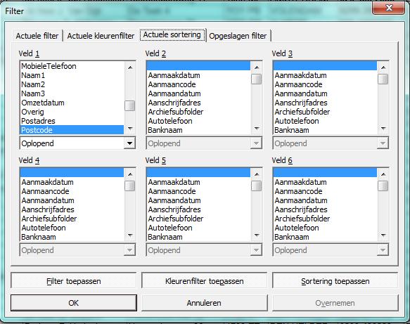 Tip: Op elke kolom handig om de correcte en volledige invoer te controleren. Als er een lege invoer is, kun je met de [remui filter naar keuze deze lege reeks filteren en aanvullen.