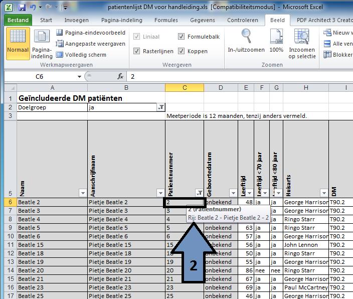 III. Vastzetten kolom of rij Voor het werken in Excel kan het makkelijk zijn om kolommen en rijen vast te zetten, zodat deze in beeld blijft bij het heen en weer scrollen.