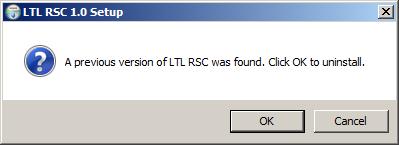 Als een oudere versie van de LTL RSC-programma is geïnstalleerd moet u naar OK om deze te deïnstalleren: Na het verwijderen wordt LTL RSC automatisch geïnstalleerd.